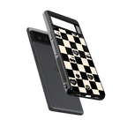 black cherries check pattern back phone cover | glass case for Google Pixel 6A