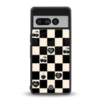 black cherries check pattern back phone cover | glass case for google pixel 7 pro