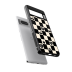 black cherries check pattern back phone cover | glass case for google pixel 7 pro