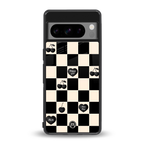 black cherries check pattern back phone cover | glass case for google pixel 8 pro