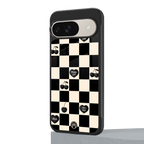 black cherries check pattern back phone cover | glass case for google pixel 9