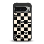black cherries check pattern back phone cover | glass case for google pixel 9 pro