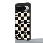 black cherries check pattern back phone cover | glass case for google pixel 9 pro