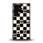 black cherries check pattern back phone cover | glass case for samsung galaxy s23 ultra
