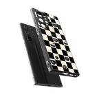 black cherries check pattern back phone cover | glass case for samsung galaxy s24 ultra