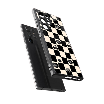 black cherries check pattern back phone cover | glass case for samsung galaxy s24 ultra