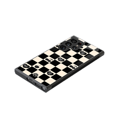 black cherries check pattern back phone cover | glass case for samsung galaxy s24 ultra