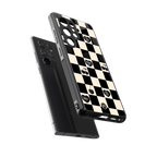 black cherries check pattern back phone cover | glass case for samsung galaxy s25 ultra