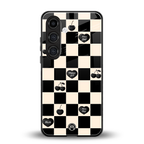 black cherries check pattern back phone cover | glass case for samsung galaxy s24