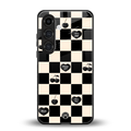 black cherries check pattern back phone cover | glass case for samsung galaxy s24 fe