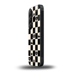 black cherries check pattern back phone cover | glass case for samsung galaxy s23