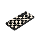 black cherries check pattern back phone cover | glass case for samsung galaxy s24 plus