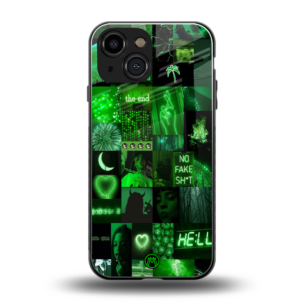 black green aesthetic collage back phone cover | glass case for iphone 13 mini