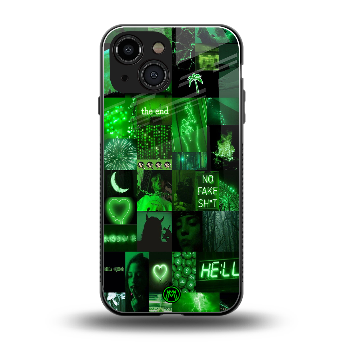 black green aesthetic collage back phone cover | glass case for iphone 13 mini