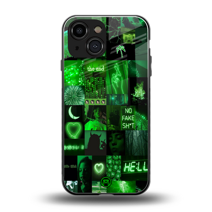 black green aesthetic collage back phone cover | glass case for iphone 13 mini