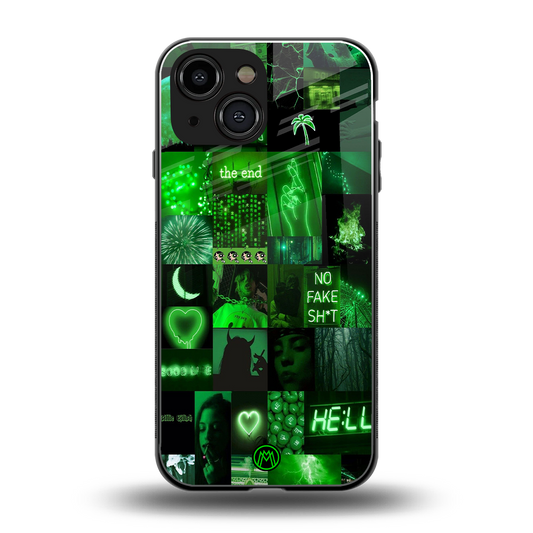black green aesthetic collage back phone cover | glass case for iphone 13 mini