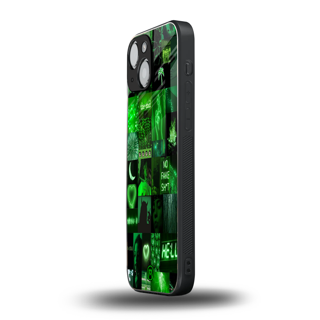 black green aesthetic collage back phone cover | glass case for iphone 13 mini