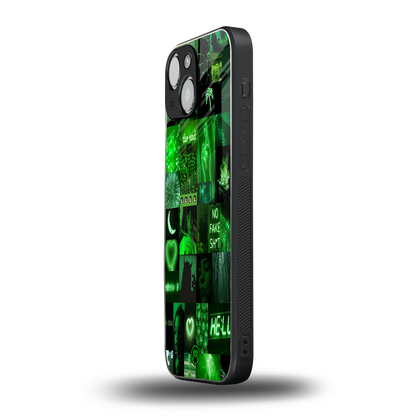 black green aesthetic collage back phone cover | glass case for iphone 13 mini