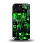 black green aesthetic collage back phone cover | glass case for iphone 13 pro max