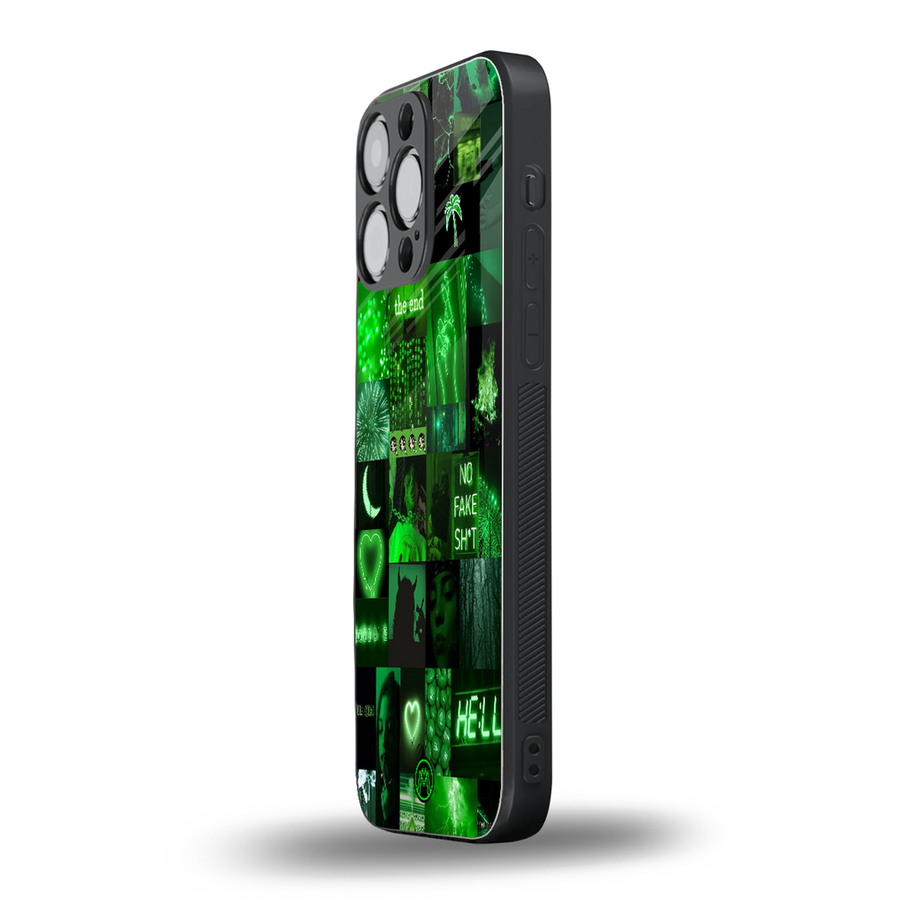 black green aesthetic collage back phone cover | glass case for iphone 13 pro max