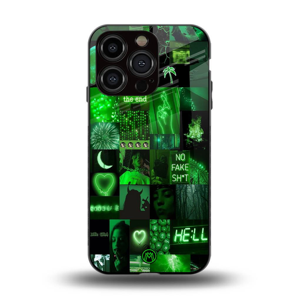 black green aesthetic collage back phone cover | glass case for iphone 13 pro
