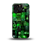 black green aesthetic collage back phone cover | glass case for iphone 13 pro