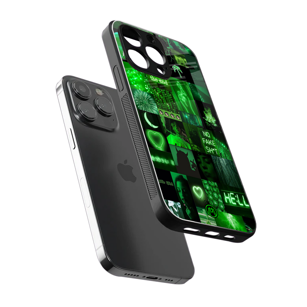 black green aesthetic collage back phone cover | glass case for iphone 13 pro