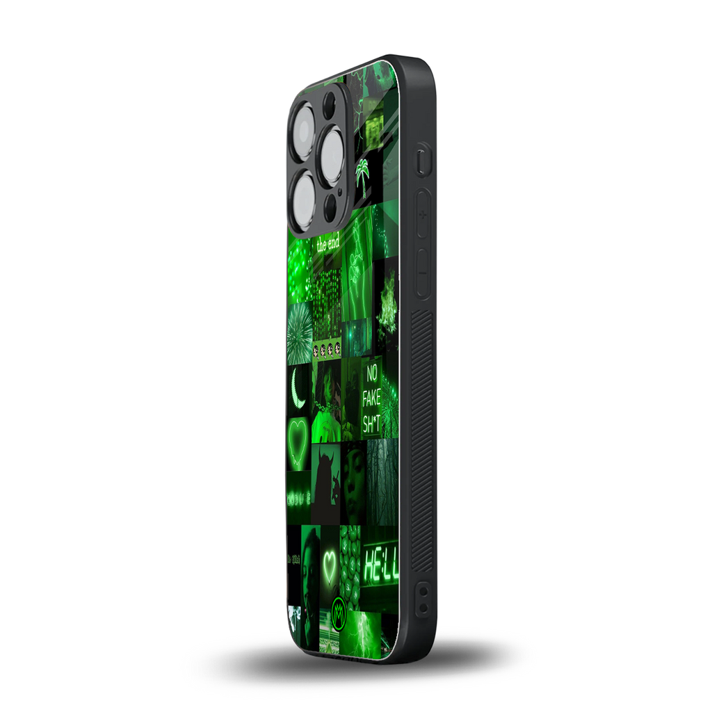 black green aesthetic collage back phone cover | glass case for iphone 13 pro