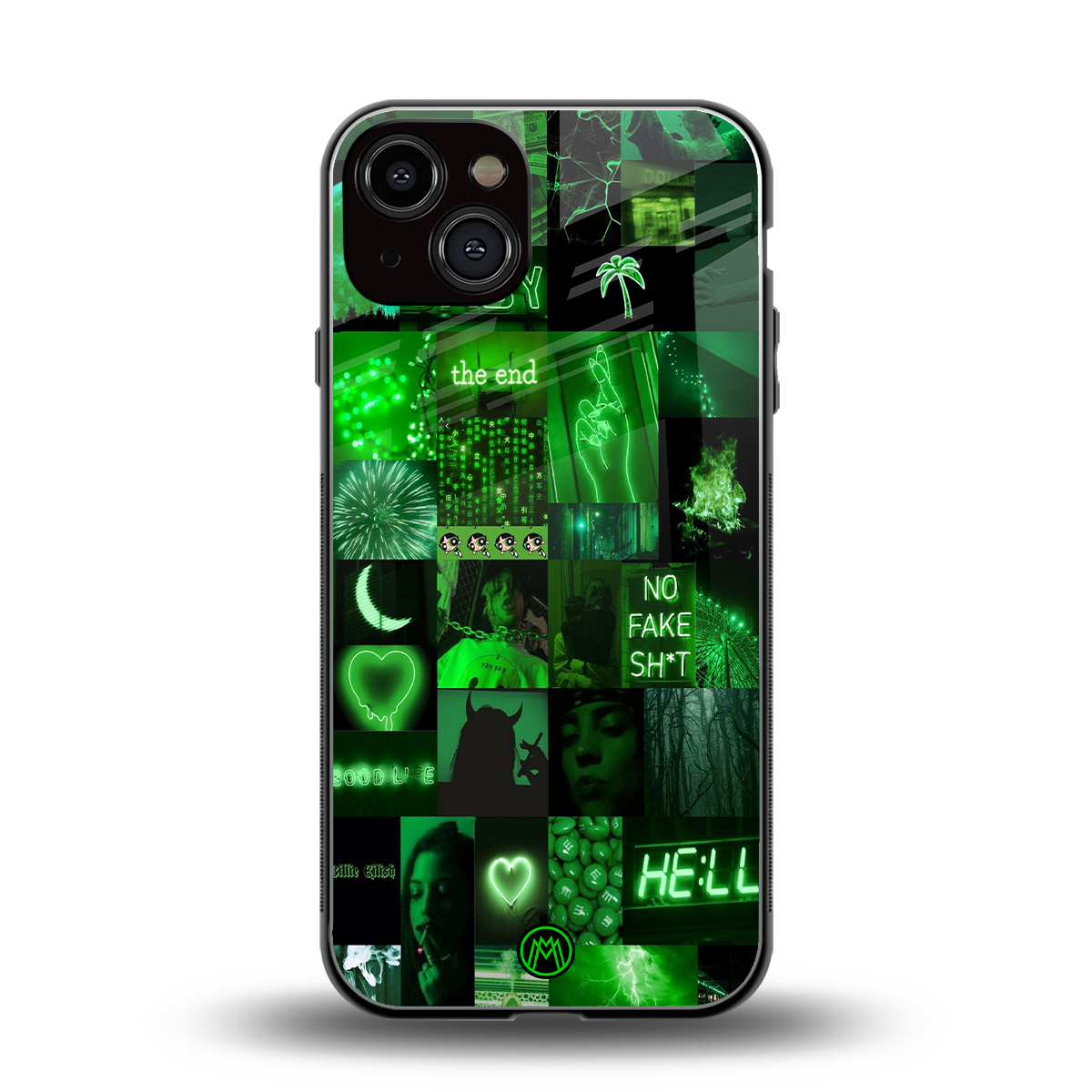 black green aesthetic collage back phone cover | glass case for iphone 13