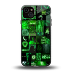 black green aesthetic collage back phone cover | glass case for iphone 15 plus