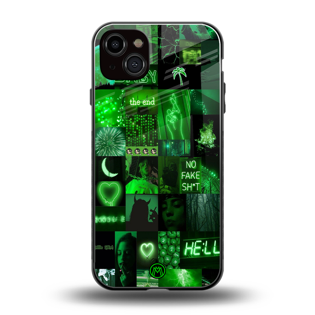 black green aesthetic collage back phone cover | glass case for iphone 14 plus