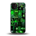 black green aesthetic collage back phone cover | glass case for iphone 14 plus