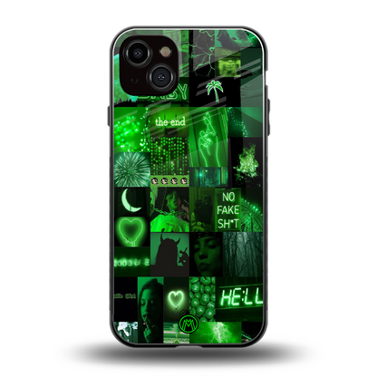 black green aesthetic collage back phone cover | glass case for iphone 14 plus