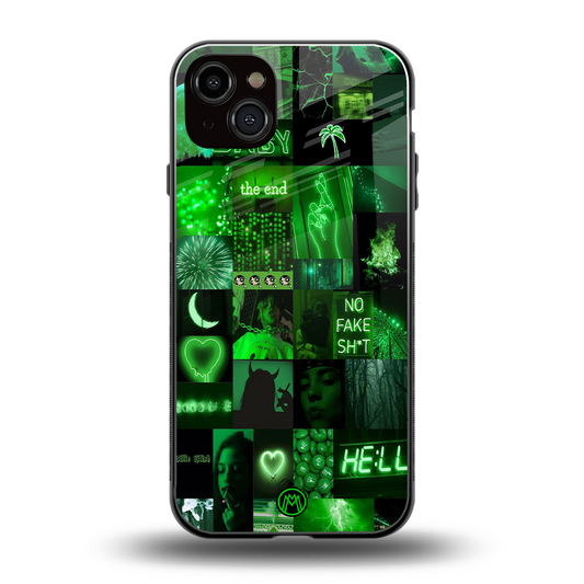 black green aesthetic collage back phone cover | glass case for iphone 14 plus