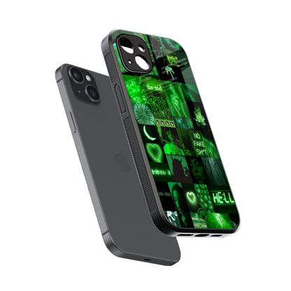 black green aesthetic collage back phone cover | glass case for iphone 14 plus