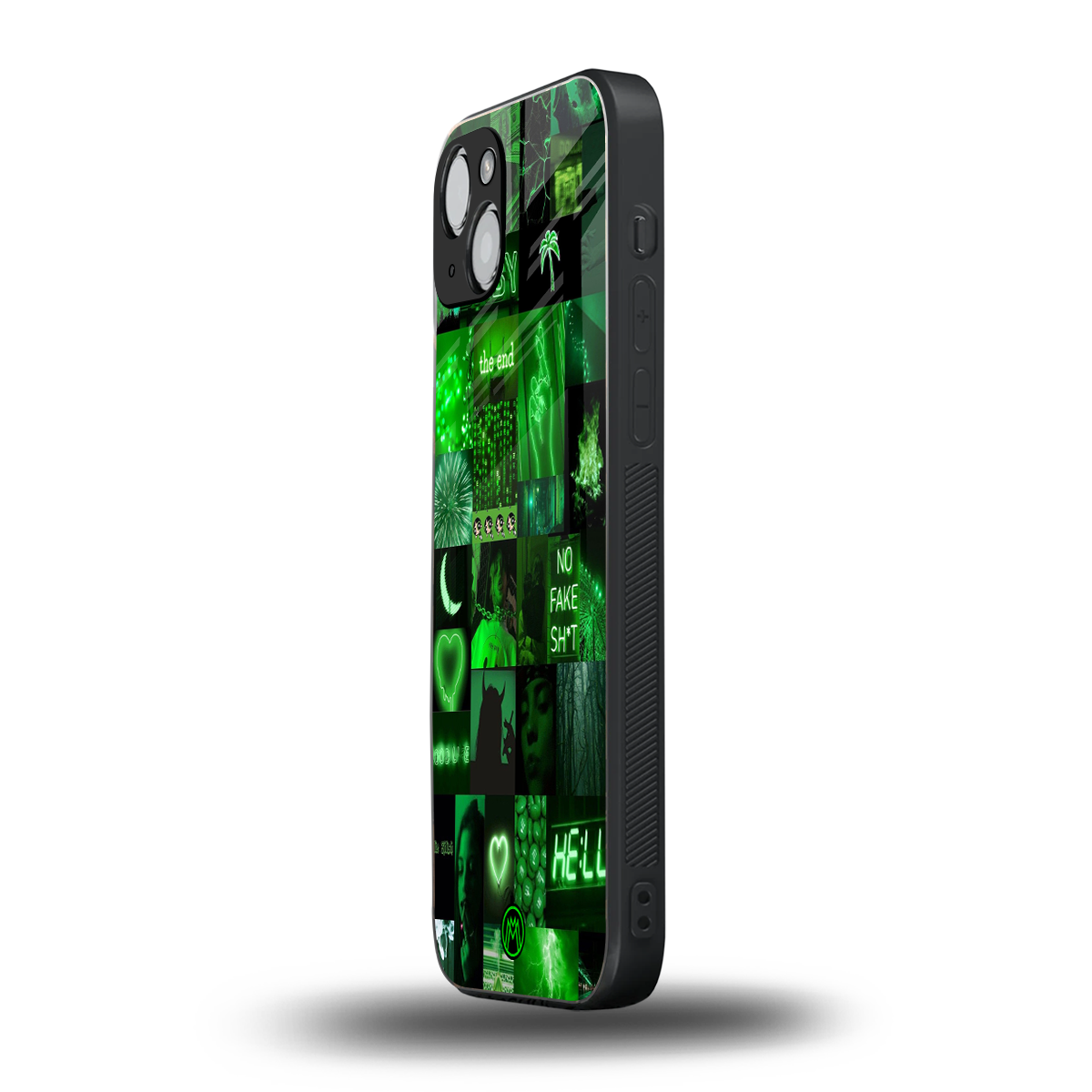 black green aesthetic collage back phone cover | glass case for iphone 14 plus