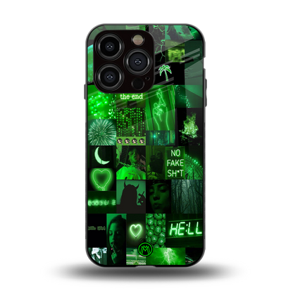 black green aesthetic collage back phone cover | glass case for iphone 15 pro