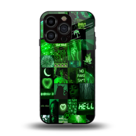 black green aesthetic collage back phone cover | glass case for iphone 14 pro