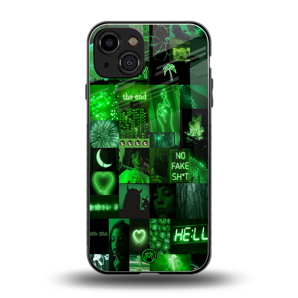 black green aesthetic collage back phone cover | glass case for iphone 15
