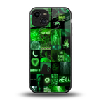 black green aesthetic collage back phone cover | glass case for iphone 15