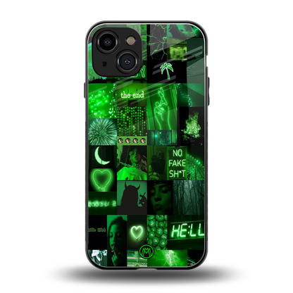 black green aesthetic collage back phone cover | glass case for iphone 15