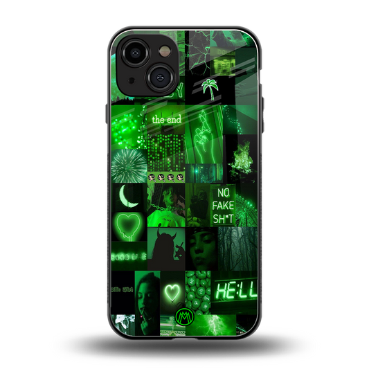 black green aesthetic collage back phone cover | glass case for iphone 15