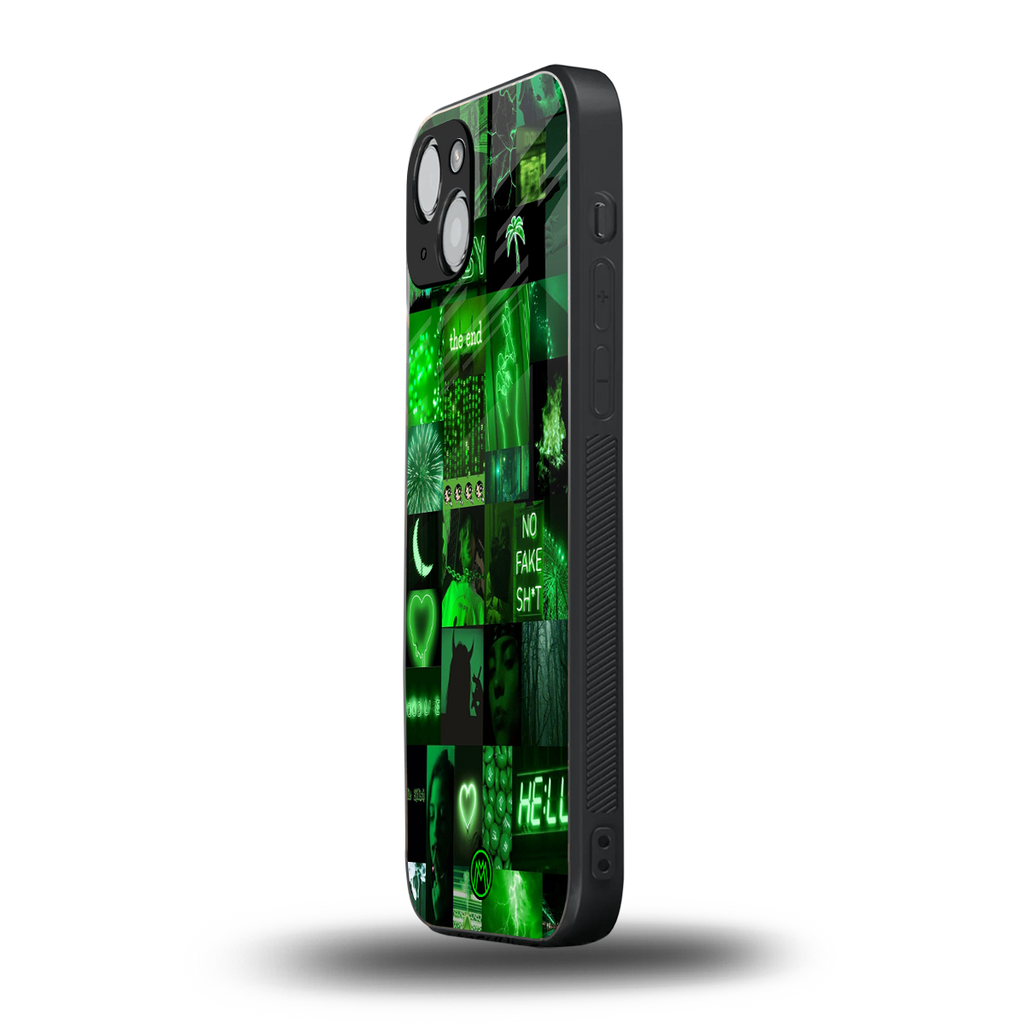 black green aesthetic collage back phone cover | glass case for iphone 15