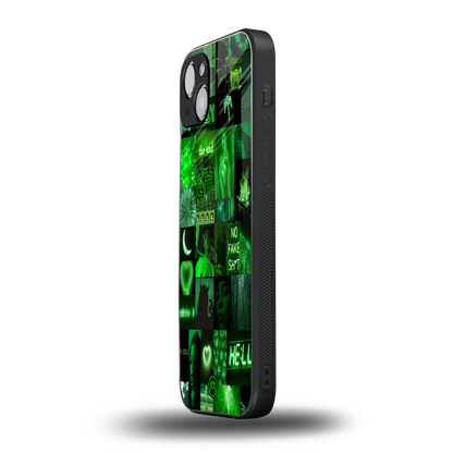 black green aesthetic collage back phone cover | glass case for iphone 15