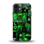 black green aesthetic collage back phone cover | glass case for iphone 16 plus