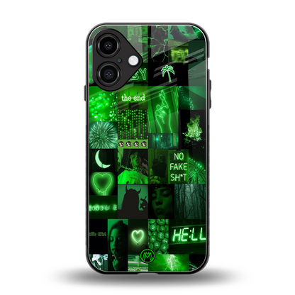 black green aesthetic collage back phone cover | glass case for iphone 16 plus