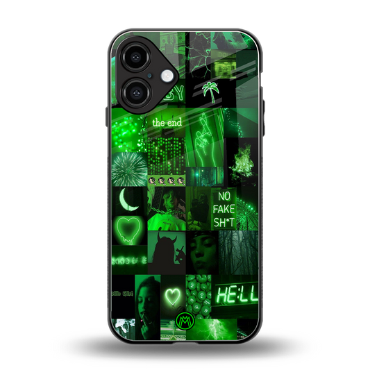 black green aesthetic collage back phone cover | glass case for iphone 16 plus