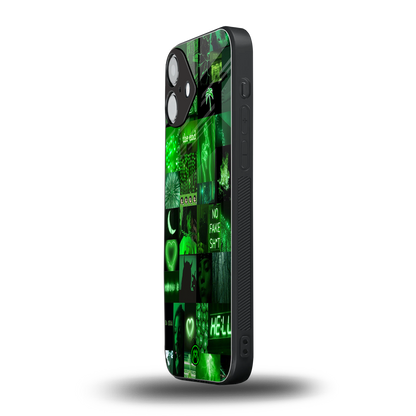 black green aesthetic collage back phone cover | glass case for iphone 16 plus