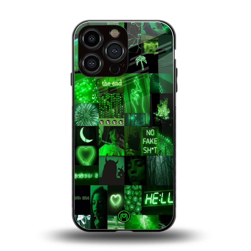 black green aesthetic collage back phone cover | glass case for iphone 16 pro max