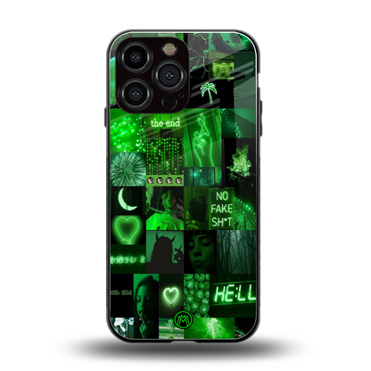black green aesthetic collage back phone cover | glass case for iphone 16 pro max